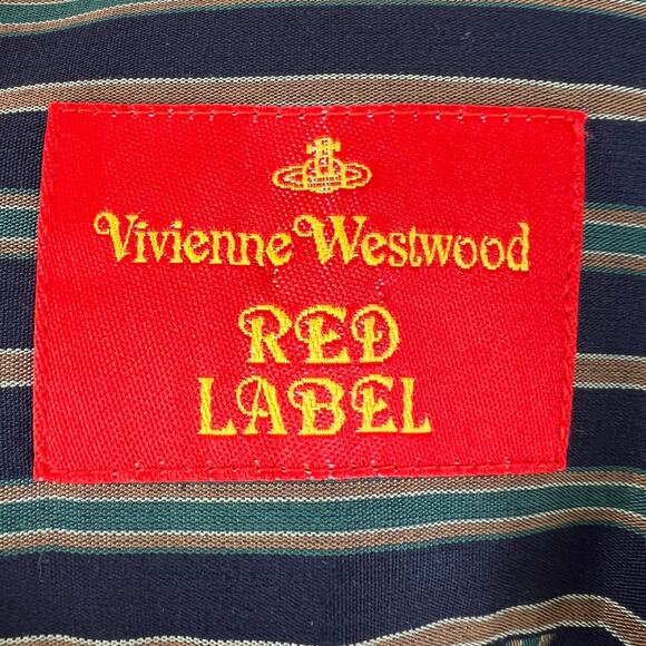 Vivienne Westwood Red Label Blue Striped Bib-Front Button-Up Long Sleeve Top L - Picture 7 of 9